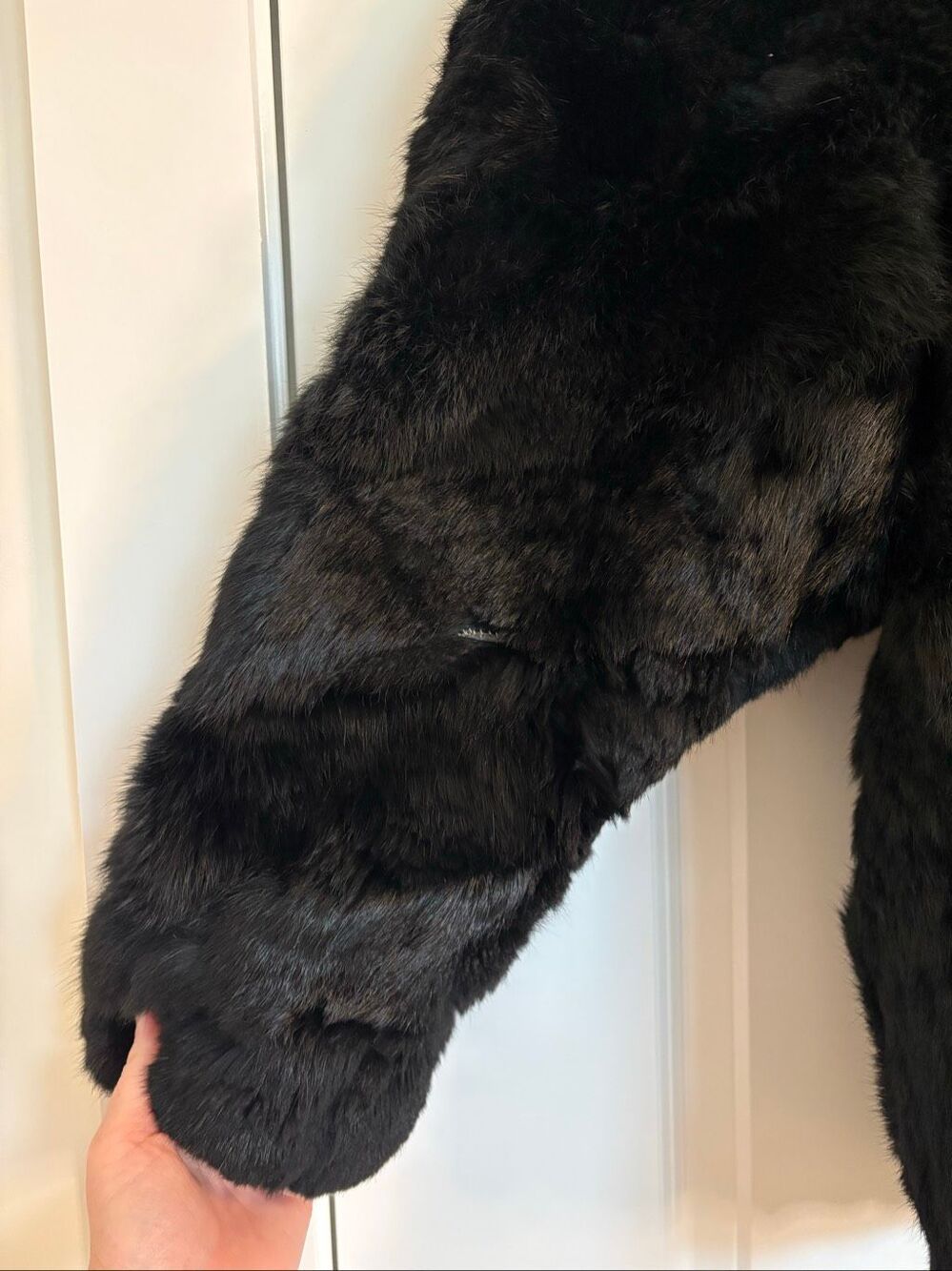 Vintage Genuine Rabbit Fur Coat Black Oversized Fits Like A Women’s XL 2X - Picture 10 of 16